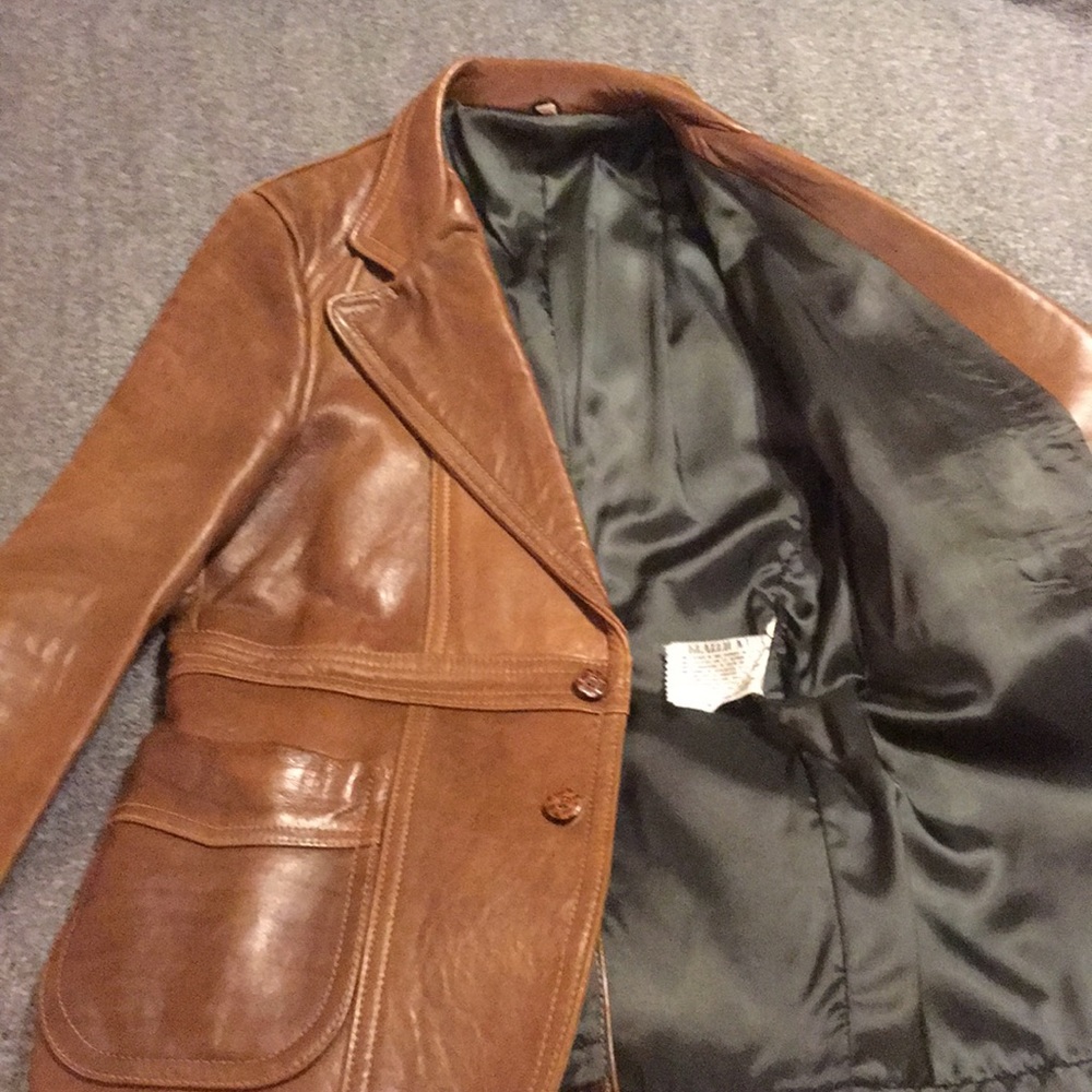 Vintage brown leather sport coat